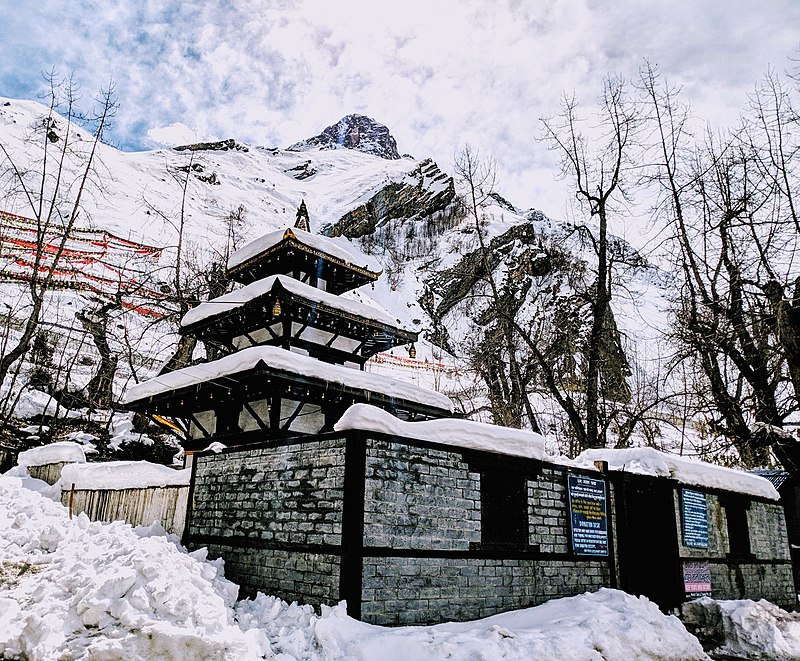 The Muktinath Temple covered with snow